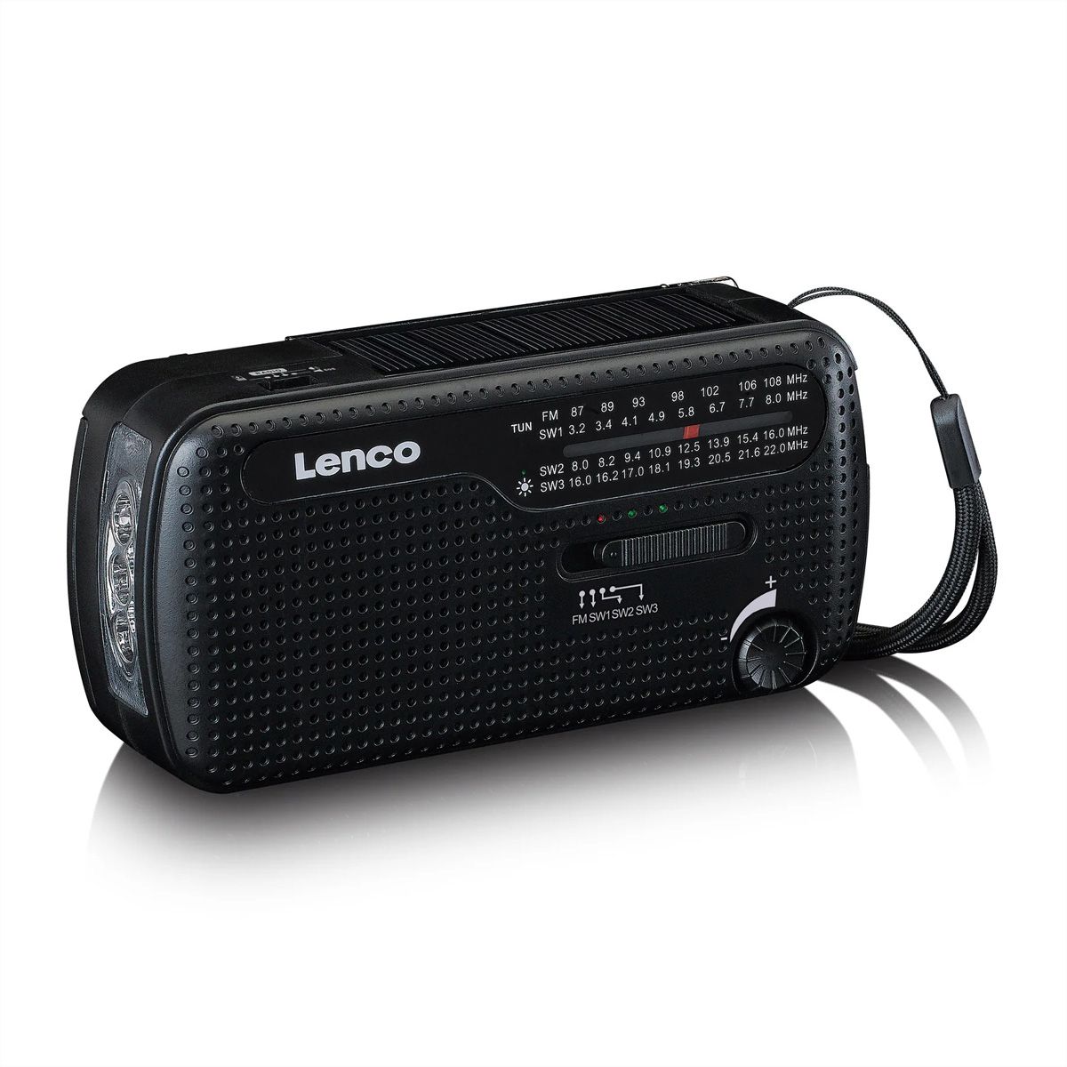 Lenco Notfall Kurbelradio MCR-113BK, FM/KW, Powerbank, Taschenlampe