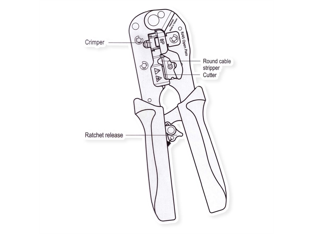 VALUE Pince à sertir universelle pour RJ45 (8P8C) avec / sans raccord de blindage