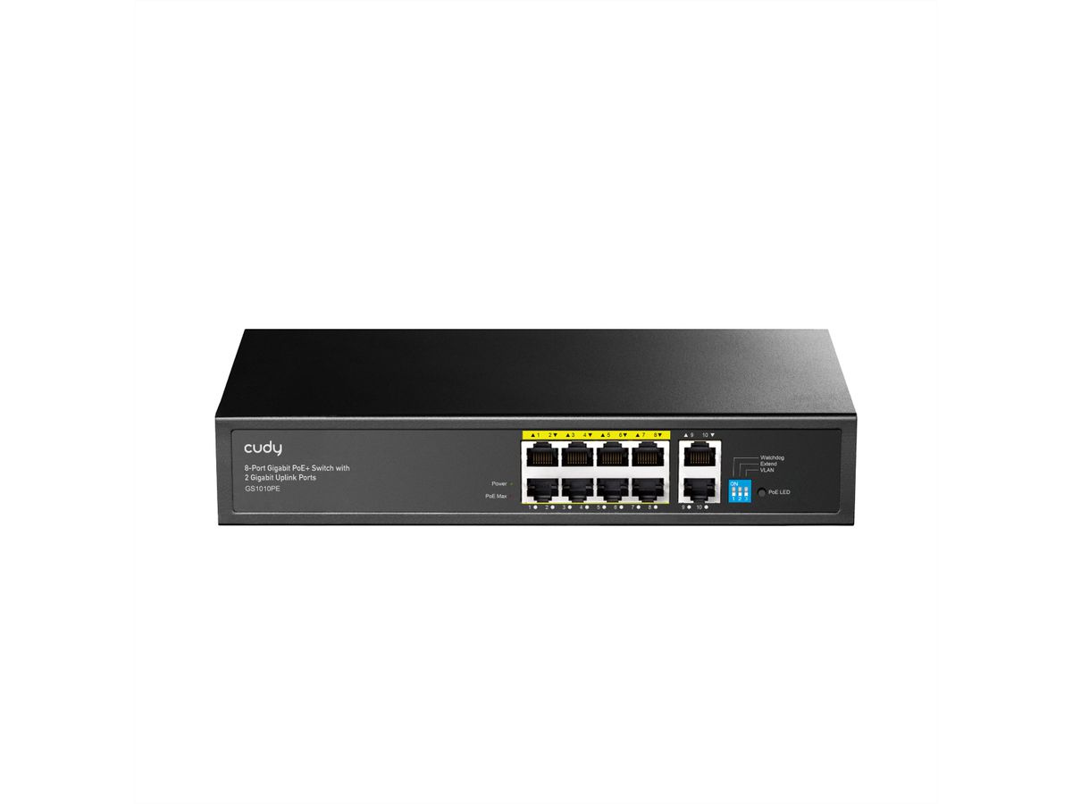 CUDY GS1010PE Switch 8 ports Gigabit PoE+, 2 ports Gigabit Uplink 120W