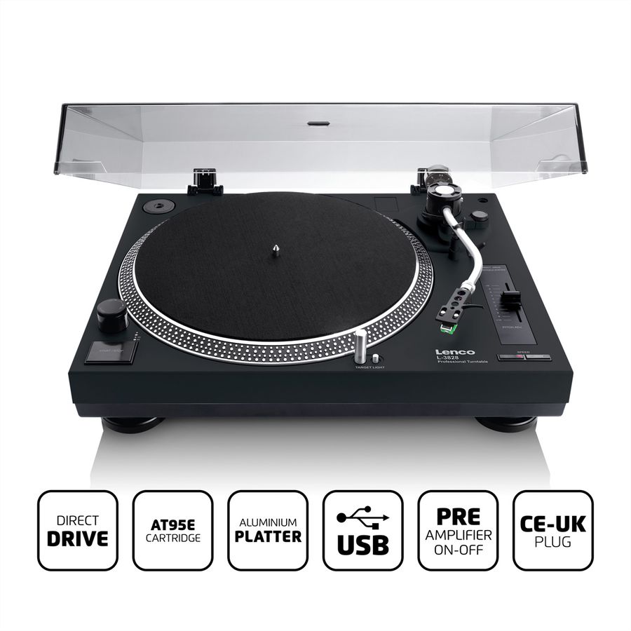 Lenco Platine vinyle L-3828BK, noir