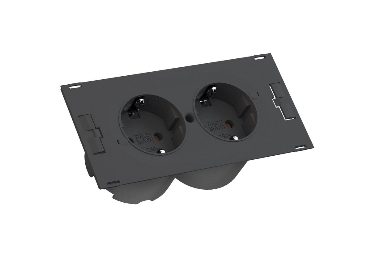 BACHMANN DUE 2x contact de protection, Mesure p.Ph.3mH05VV-F 5G2,5 CEE3x16A Lan, noir, 0,2 m