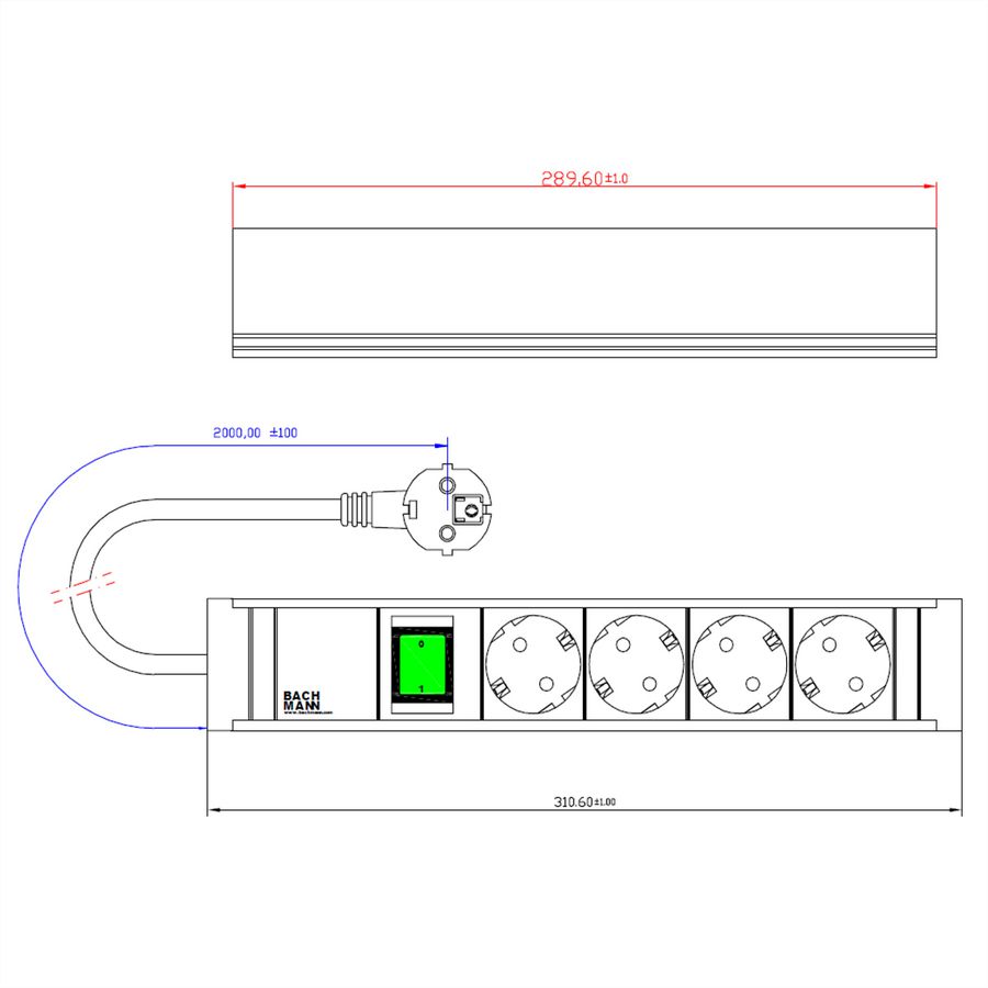 BACHMANN CONNECT LINE 4xSchutzkontakt, Schalter