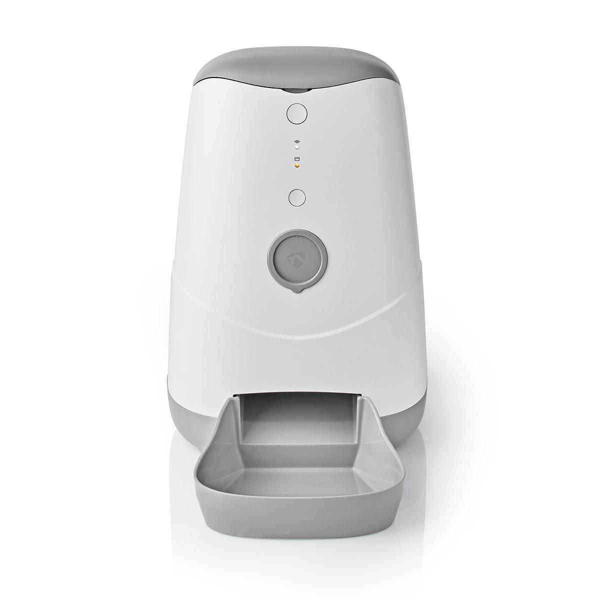 Distributeur de nourriture Nedis SmartLife Wi-Fi 3,7 l pour chiens et chats, Android™ / IOS, Blanc, Gris