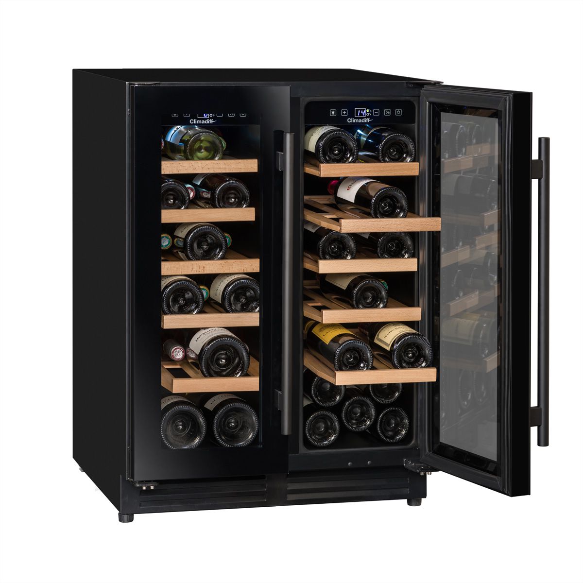 Climadiff Armoire à vin CBU40D1B, encastrable, 2 zones, 40 bouteilles