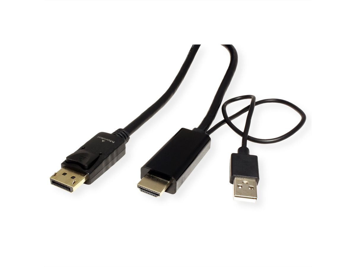 ROLINE HDMI-Kabel UltraHDTV - DisplayPort, ST/ST, schwarz, 2 m