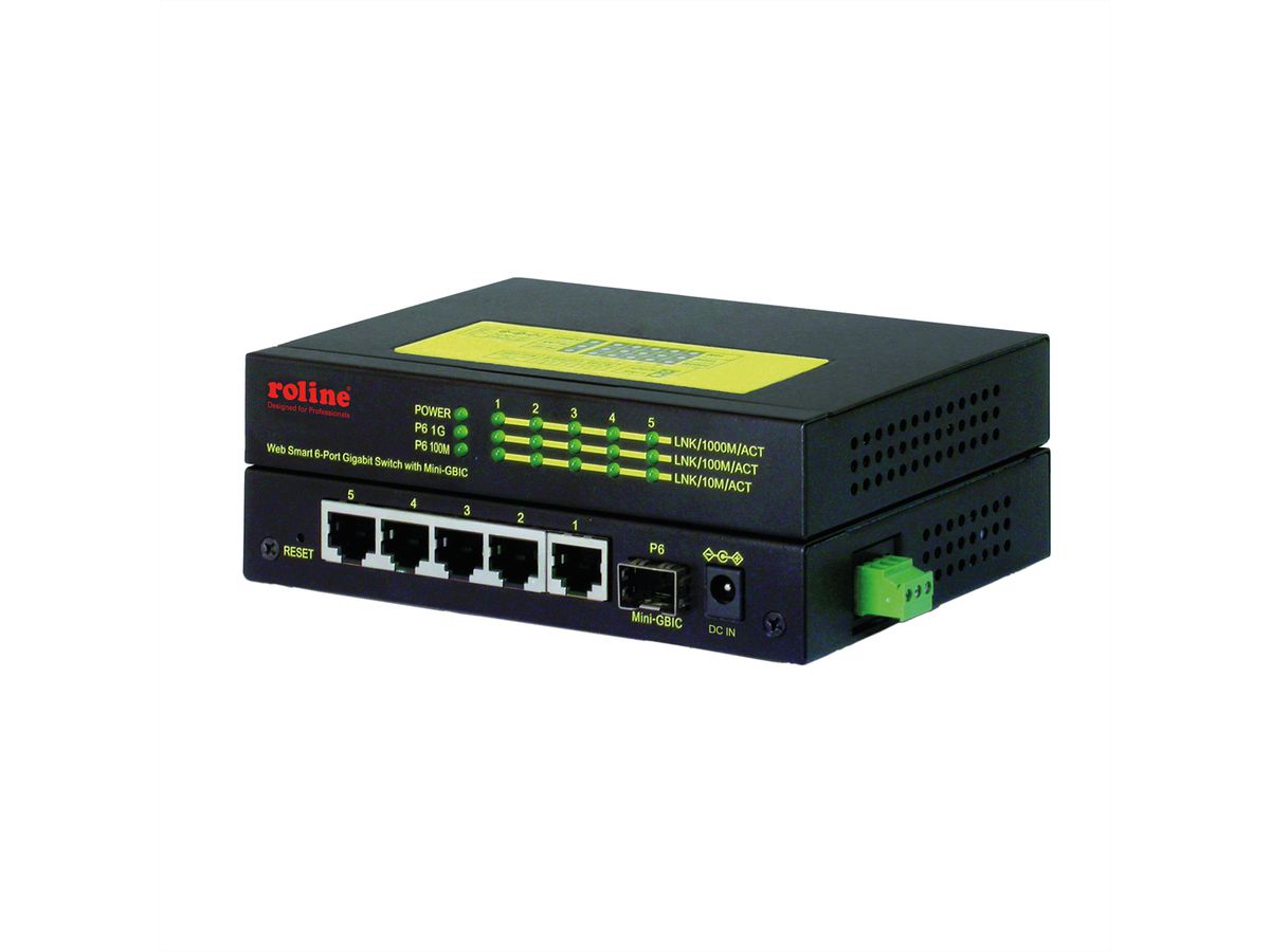 ROLINE Industrie Gigabit Switch, 5x RJ-45 + 1x SFP