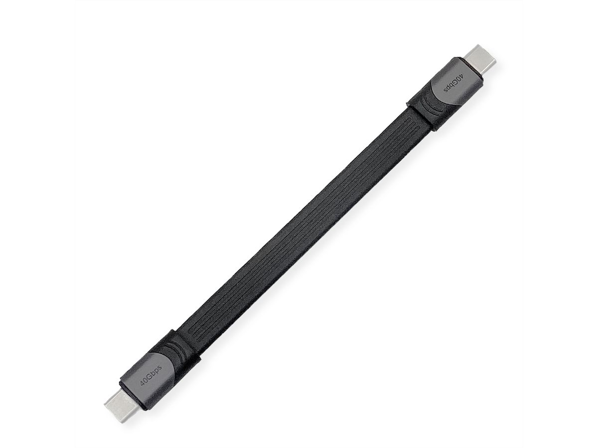 ROLINE Câble USB4 Gen3x2, C-C, M/M, 8K UHD-2, 40Gbit/s, 100W, plat, noir, 15 cm