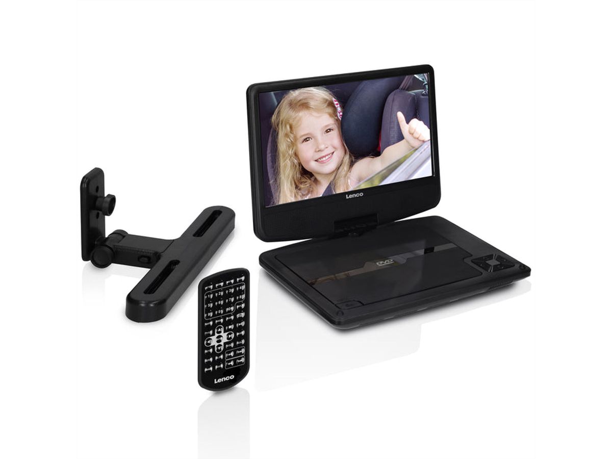 Lenco Portabler lecteur DVD DVP-901BK, noir, nouveau design, avec support