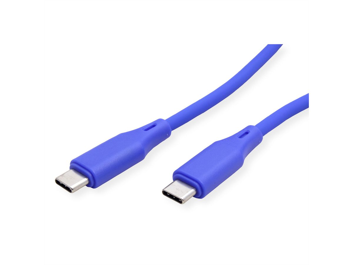 ROLINE USB 2.0 Kabel, Typ C-C, ST/ST, Silikon, 60W, blau, 1 m