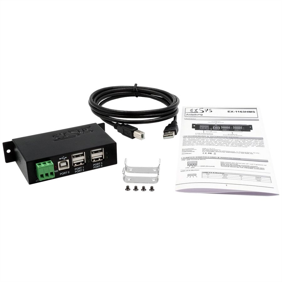 EXSYS EX-1163HMS USB 2.0 Hub Metall 4-Port