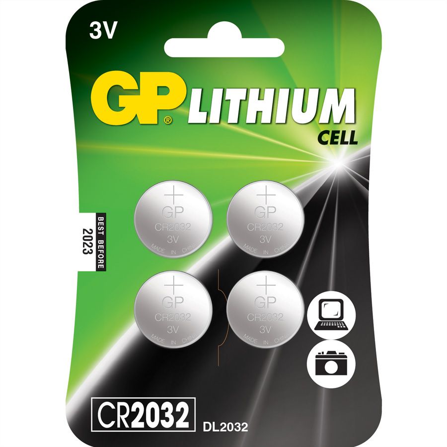 GP Batteries Knopfzelle CR2032, 3V, 4Stk., Lithium