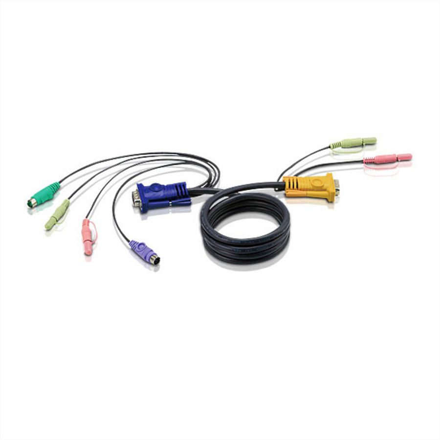 ATEN 2L-5303P Câble KVM VGA, PS/2 et Audio, noir, 3 m
