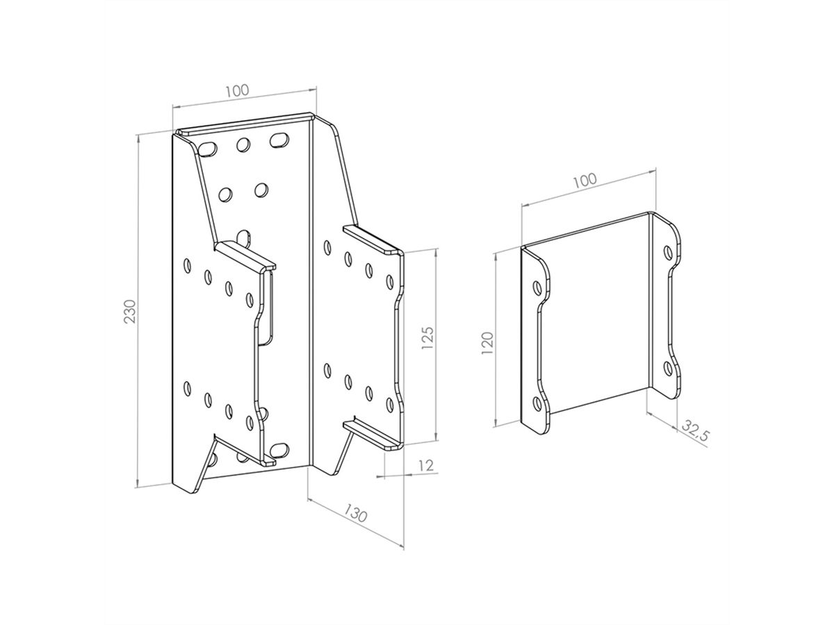 Hagor Wandadapter CPS - Back to Back Rail, adapter for from wall installation