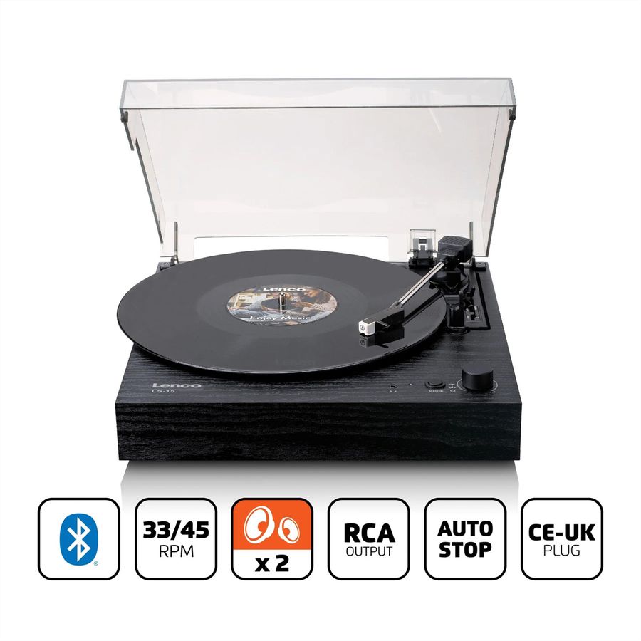 Platine vinyle Lenco LS-15BK, Bluetooth, haut-parleur intégré