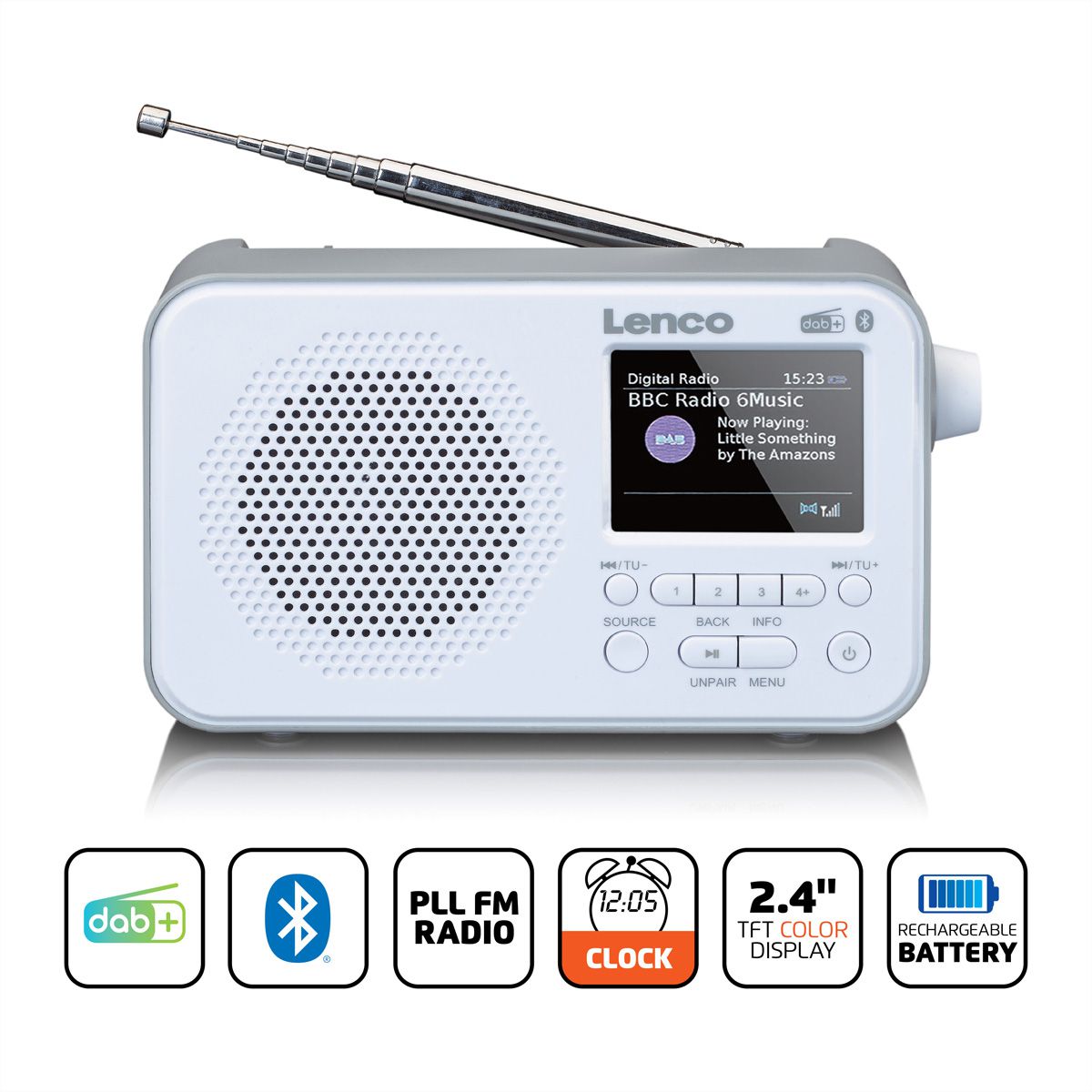 Lenco DAB+ Radio PDR-036WH, blanc