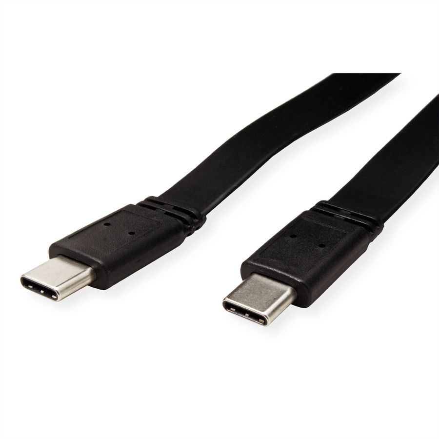 VALUE Câble USB4 Gen 3, avec PD, C-C, M/M, 8K UHD-2, 40Gbit/s, Emark, 100W, plat, noir, 0,5 m