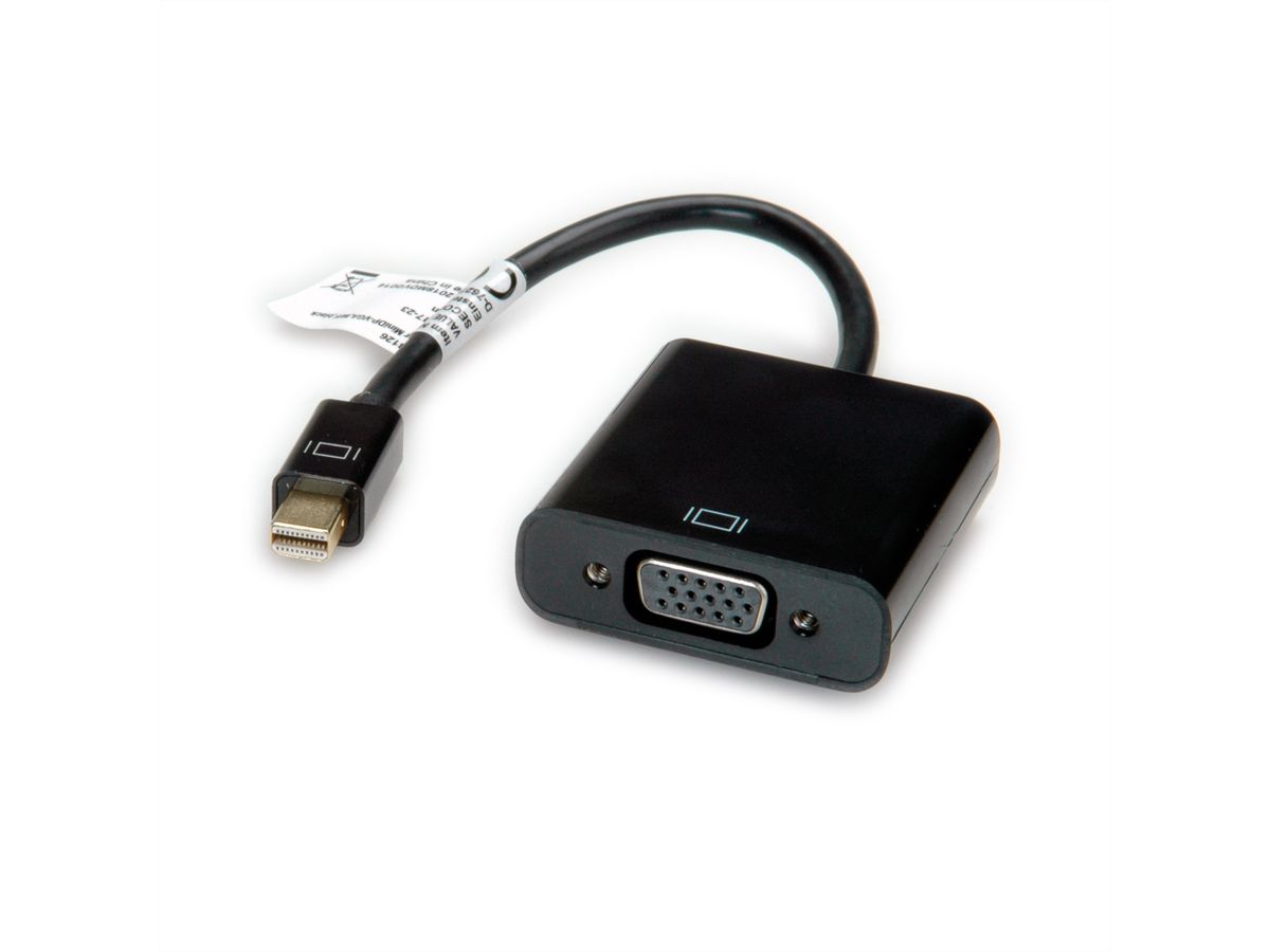 VALUE Mini DisplayPort-VGA Adapter, Mini DP ST - VGA BU, Aktiv