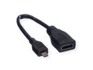 VALUE HDMI High Speed Kabel mit Ethernet, HDMI BU - Micro HDMI ST, 0,15 m