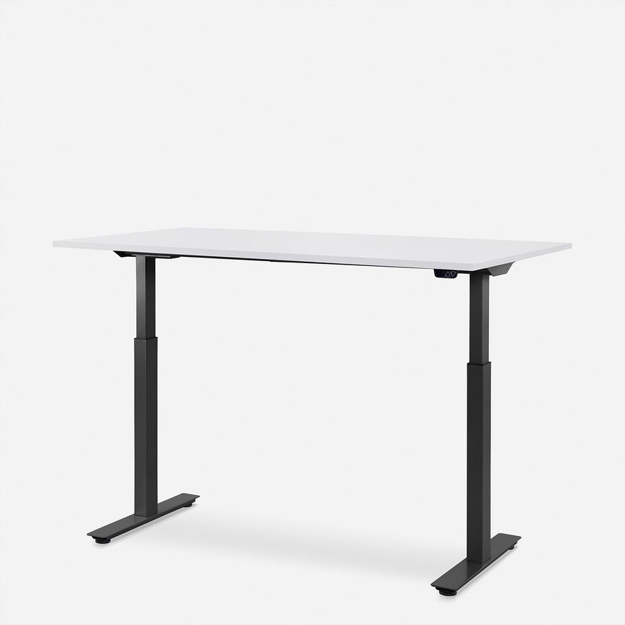 WRK21 Bureau Smart 160 x 80 cm, Hauteur réglable, Blanc uni / Noir