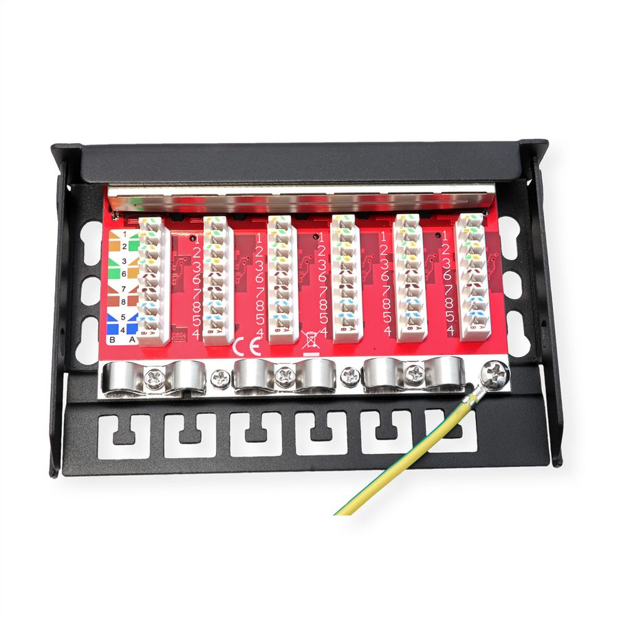 ROLINE Mini-Patchpanel, Cat.6A (Class EA), 6x RJ45, 0,5HE, geschirmt, schwarz