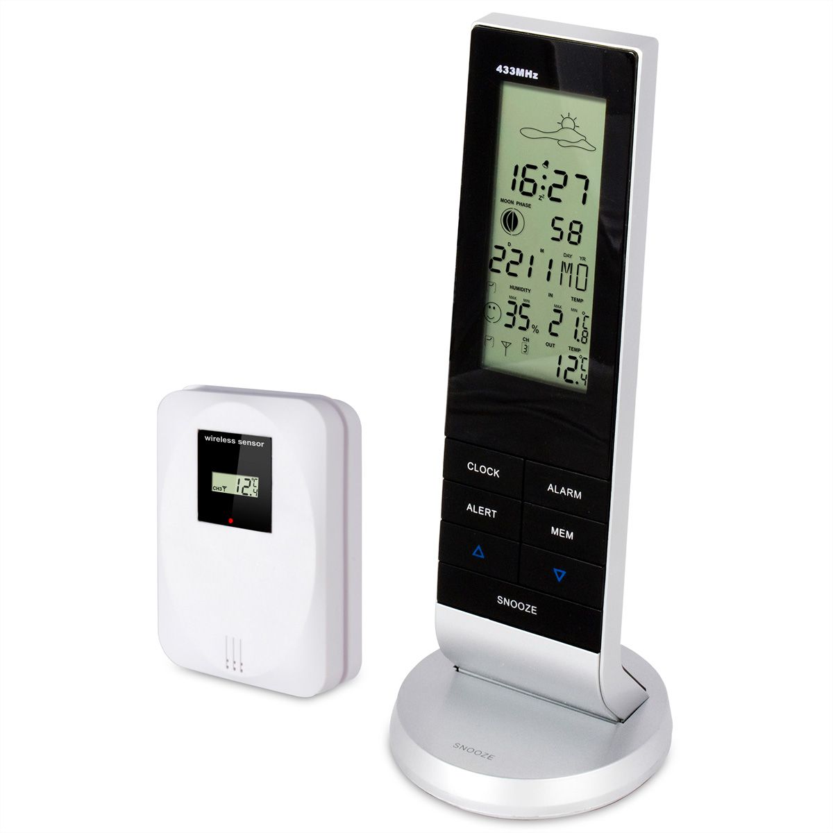 Station météo Alecto WS-1150 noir-argent, avec capteur extérieur sans fil