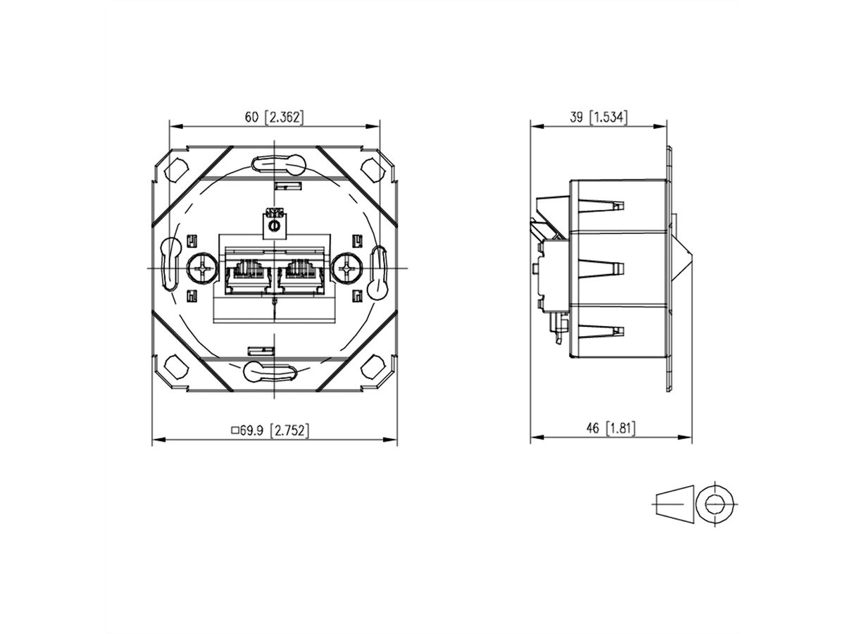 METZ CONNECT E-DAT C6A IDC Dose, 2 Port, UP0, metallisch