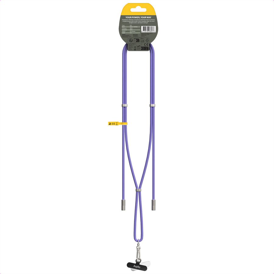 Aqiila Lanyard Lade- & Synckabel CC4, 60W, Typ C zu Typ C, Lila