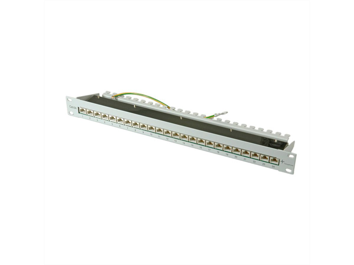 TELEGÄRTNER Panneau de brassage 19" MPP24, 1 UH, Cat.6A (Classe EA) (ISO/IEC), 24 ports, gris