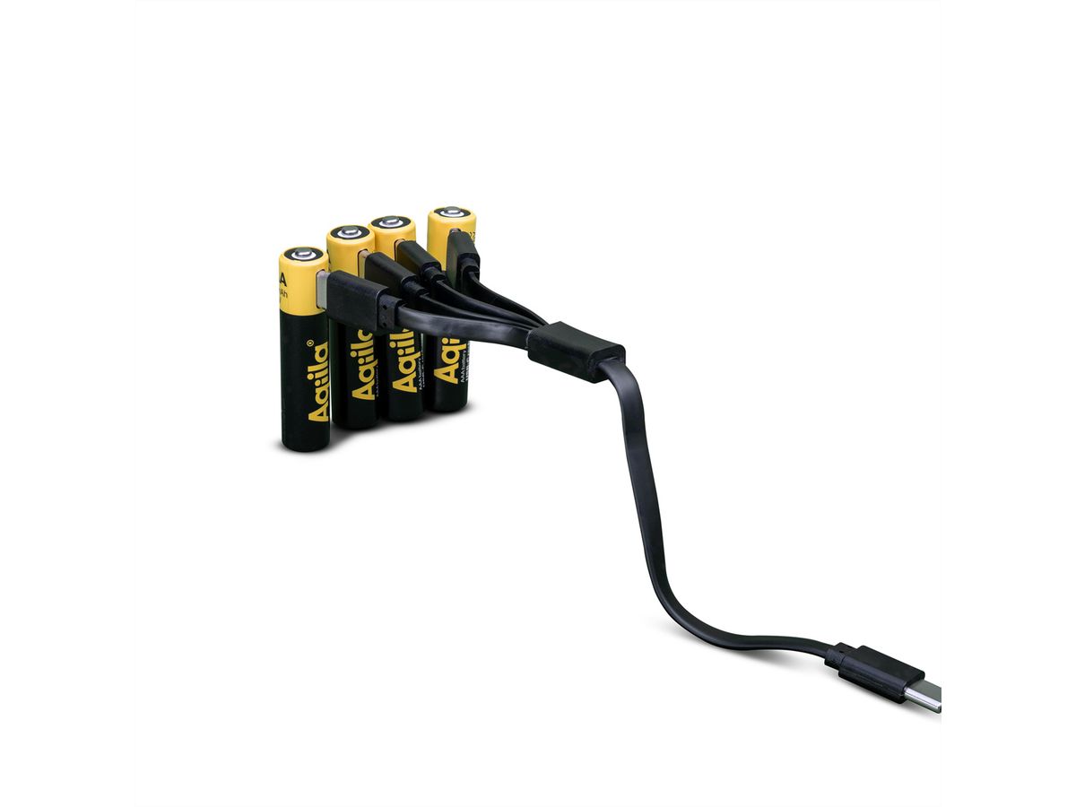 Aqiila USB-C Batterie AAA 4x, 600 mAh, 1,5 V