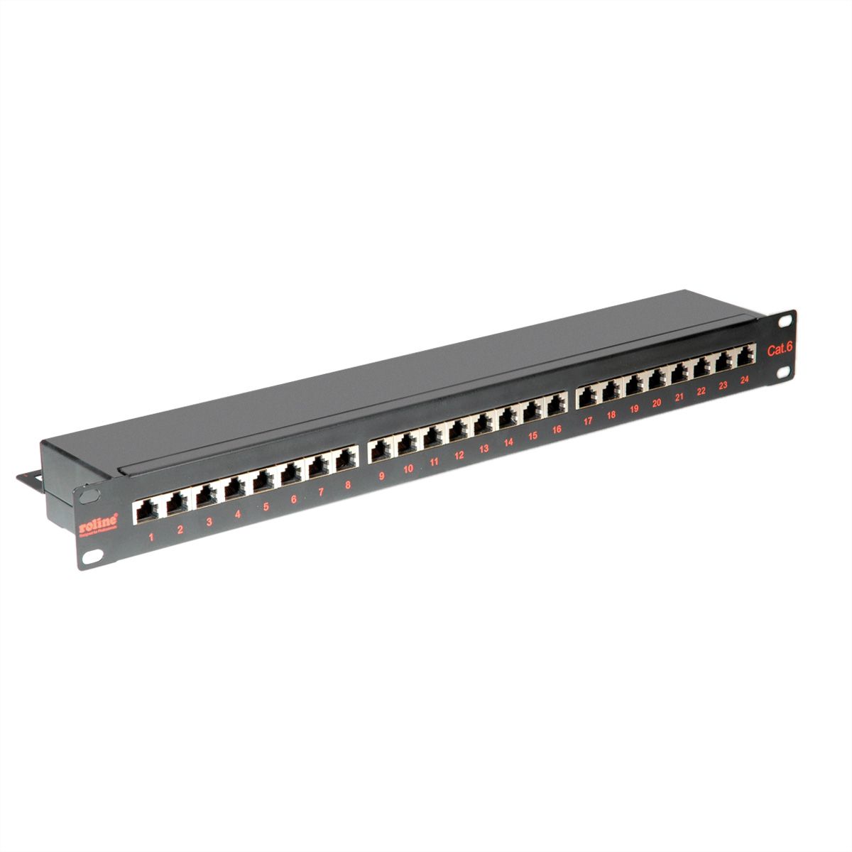 ROLINE Cat.6 (Class E) 19-Zoll-Patchpanel, 24P, geschirmt, schwarz