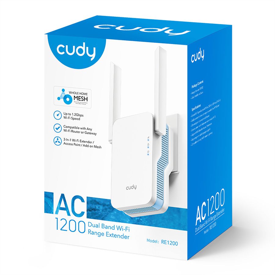 CUDY RE1200 AC1200 Repeater WiFi Mesh