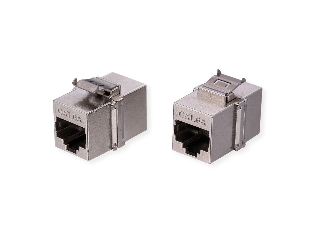 VALUE RJ-45 Kupplung, Keystone, geschirmt, Kat.6A (Class EA), kurze Ausführung, silberfarben
