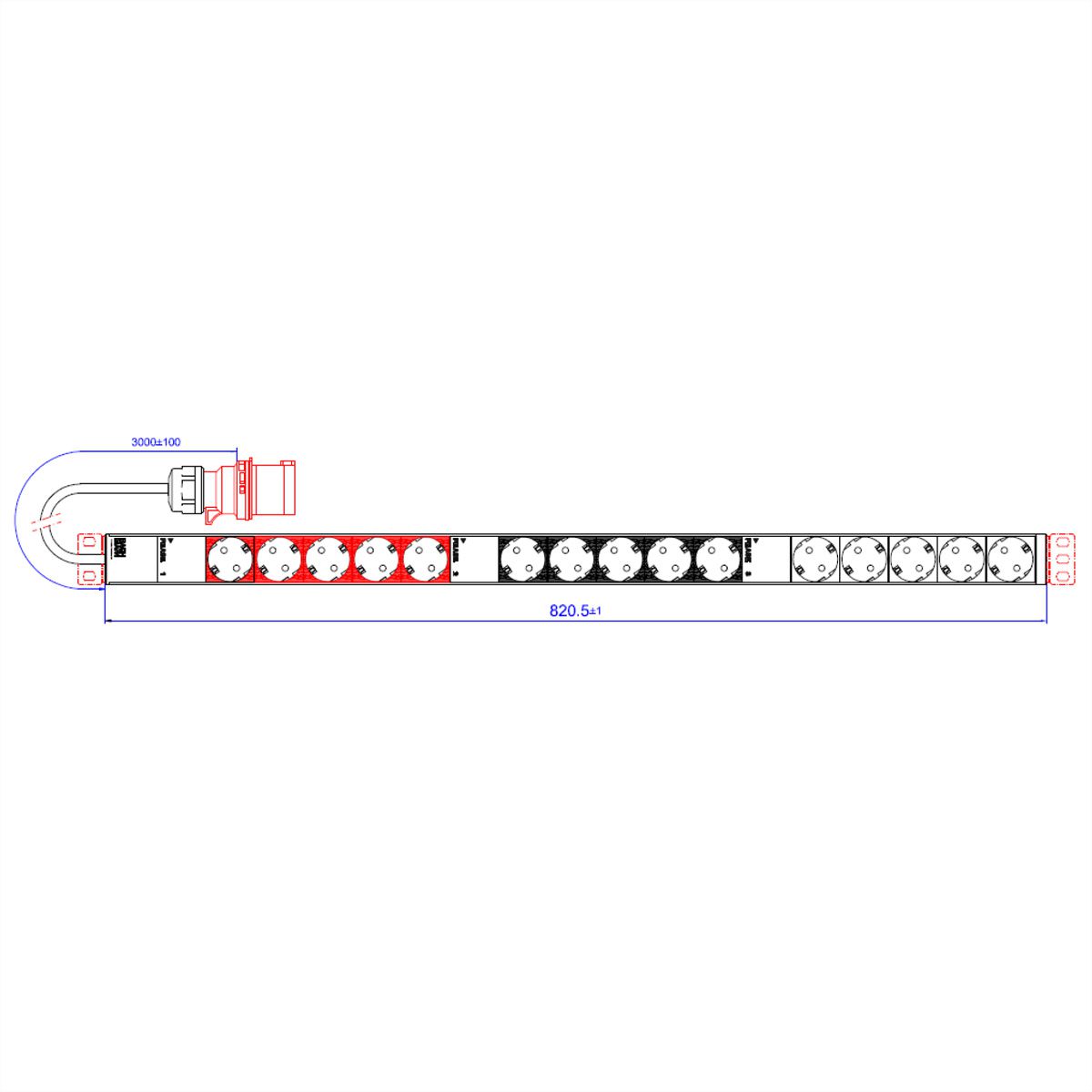 BACHMANN IT PDU ALU 0HE 15 x Schutzkontakt CEE 3x 16A rot