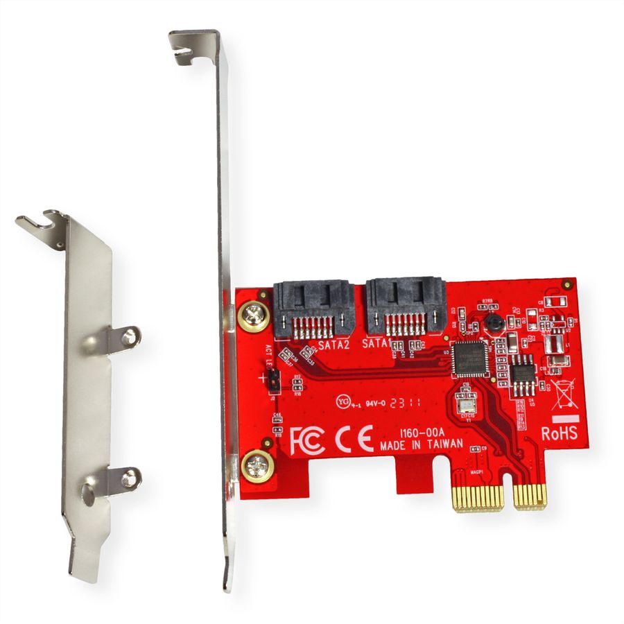 ROLINE Carte PCIe x1 SATA III 6Gbps AHCI 2 ports Low Profile Host Adaptateur