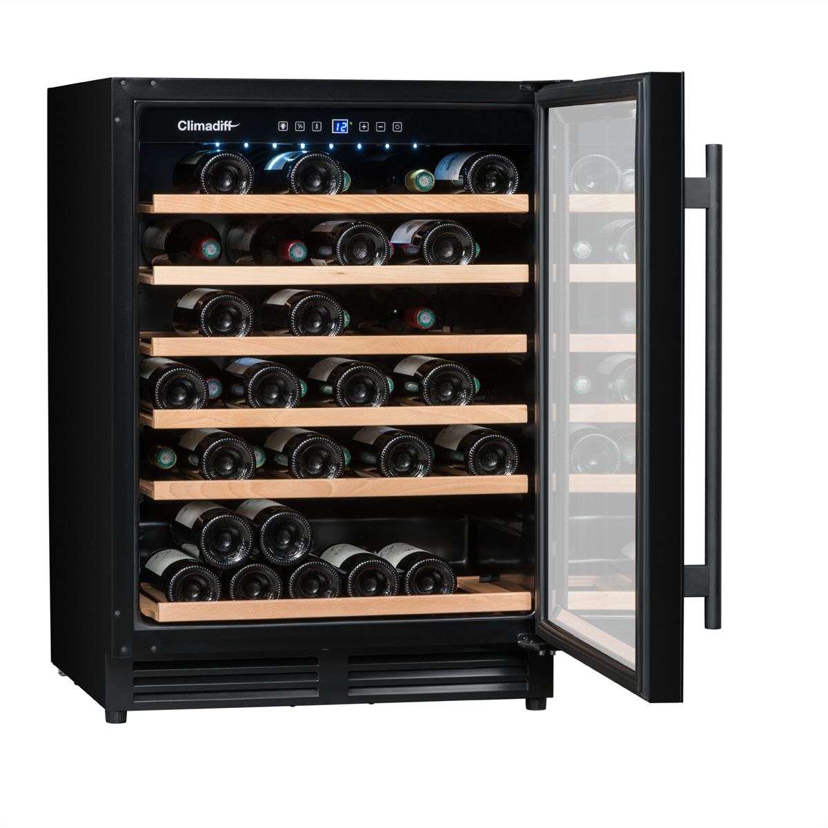 Climadiff Armoire à vin CBU51S2B, encastrable, 1 zone, 51 bouteilles