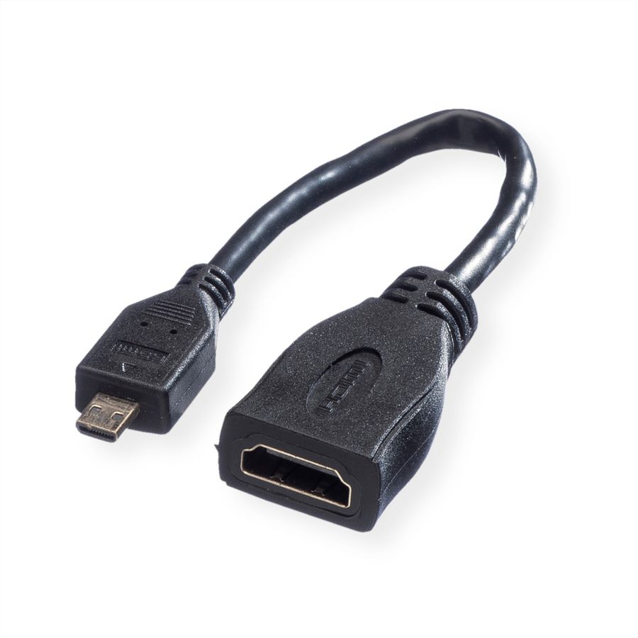 VALUE Câble HDMI High Speed avec Ethernet, HDMI F - Micro HDMI M, 0,15 m
