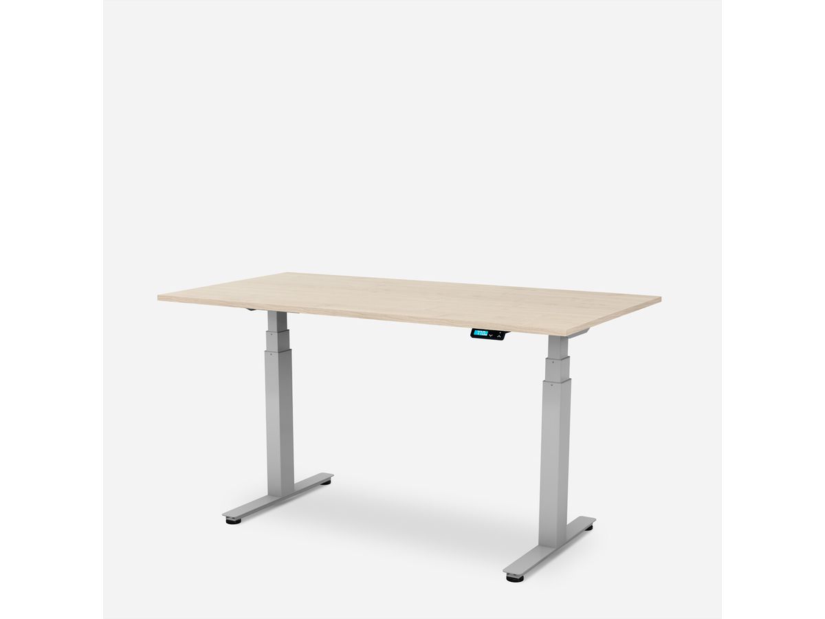 WRK21 Bureau Work 180 x 80 cm, Hauteur réglable, Mandal érable / Gris