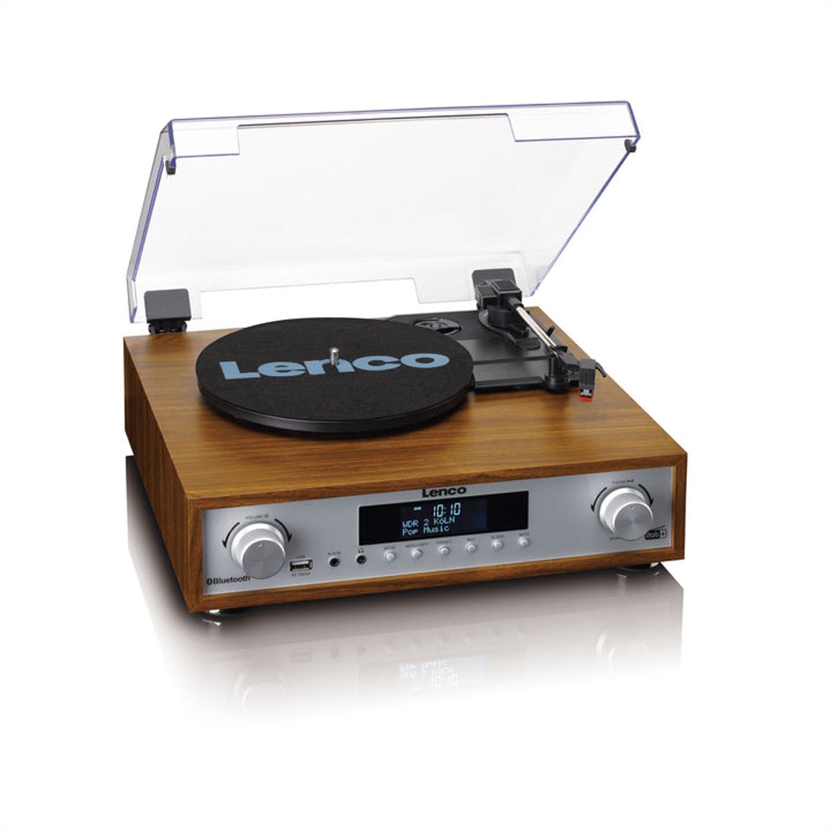 Lenco Chaîne Hi-Fi MC-160WD couleur bois, TT, DAB, radio FM, BT