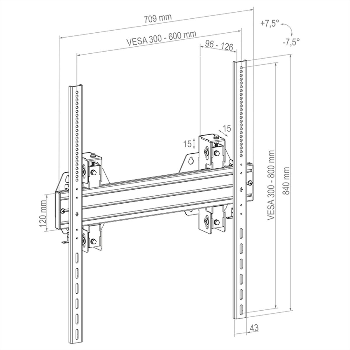 Hagor WH Synchron HD 65-98" Portrait, VESA max. 600x800, max. 150kg