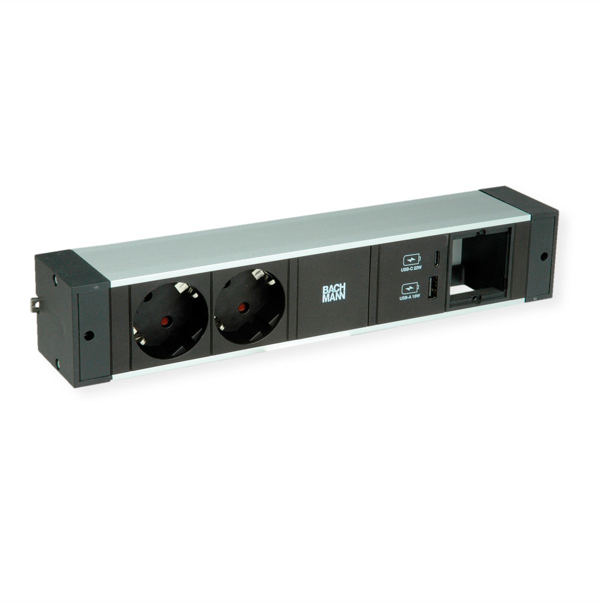 BACHMANN DESK RAIL 2xSchutzkt. USB A&C, USB Charger 22W 1xABD 2,0m GST18