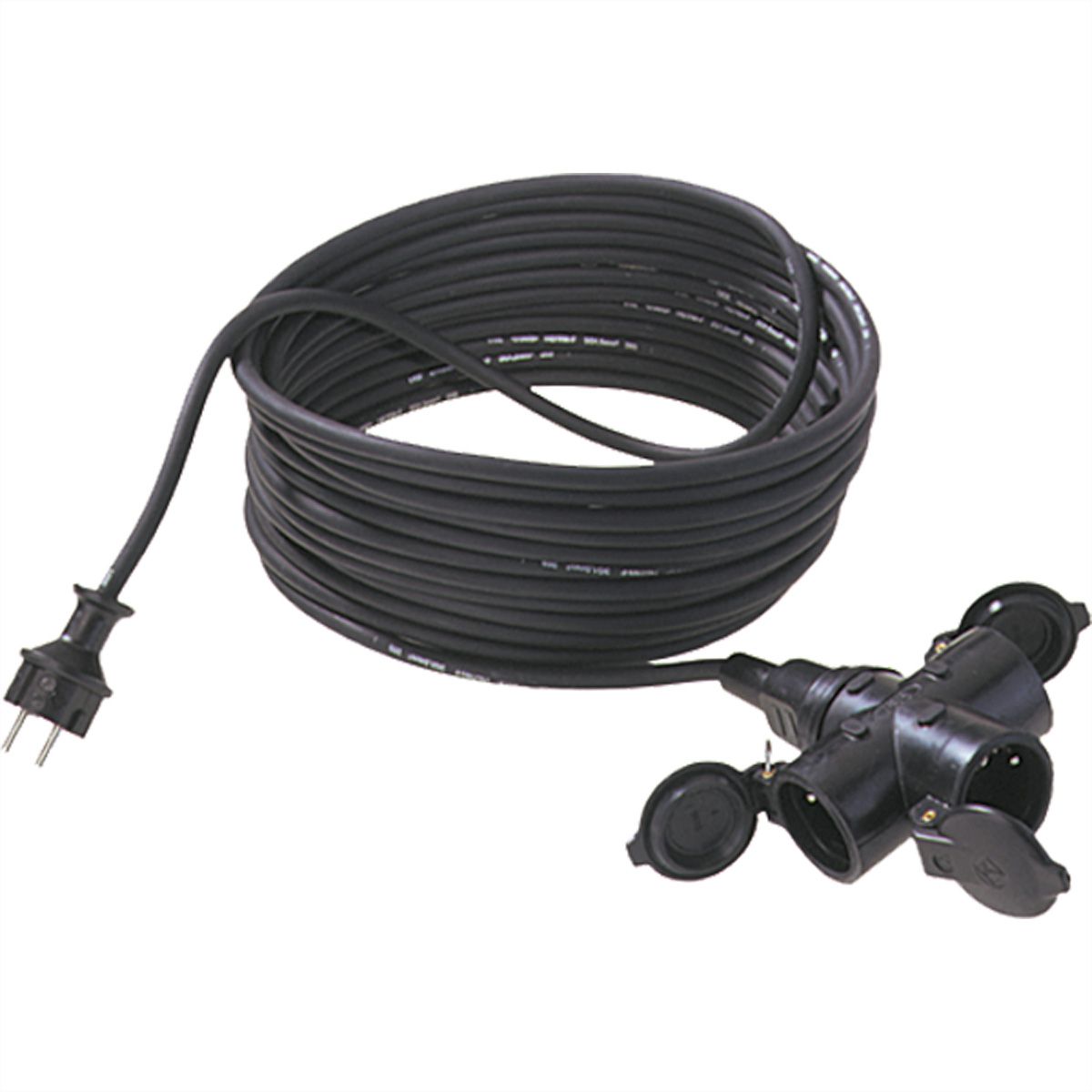 BACHMANN Extension 3G1,5mm², 3x, H07RN-F Gummi/Neopren 3fach, schwarz, 25 m