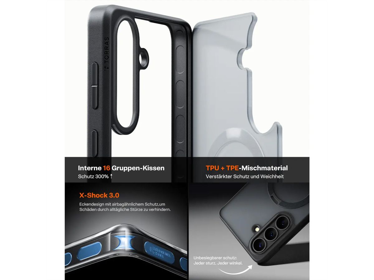 Torras Ostand 360° Spin Schutzhülle, Galaxy S26 Plus, noir