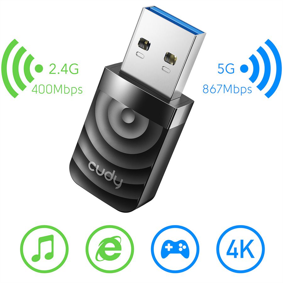 CUDY WU1300S AC1300 Adaptateur WiFi, USB 3.0