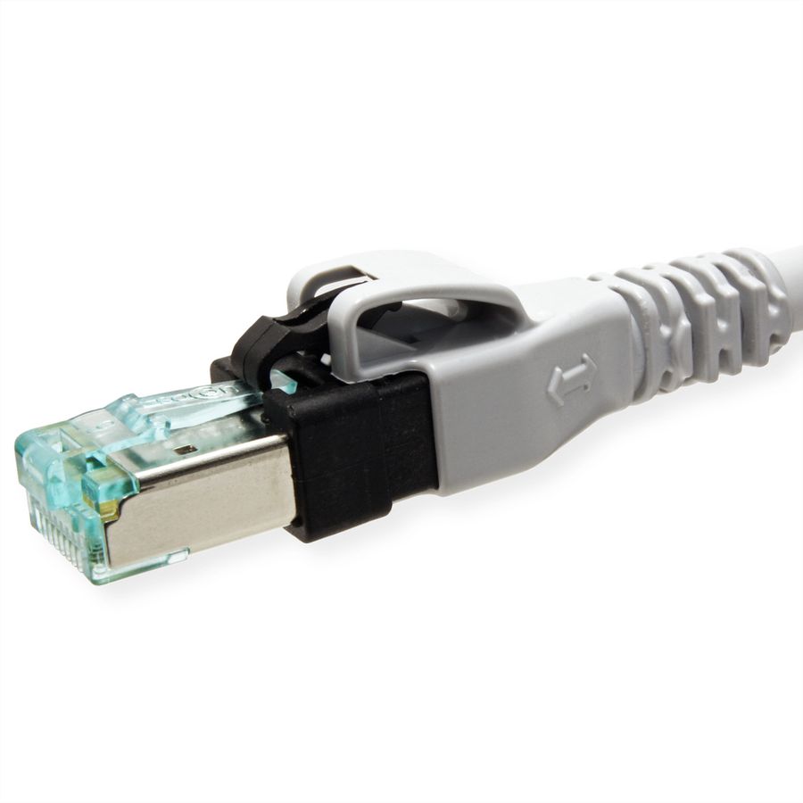 EasyLan DualBoot PushPull IP20 Patchkabel, Cat.6A (Class EA), S/FTP, grau, 0,5 m