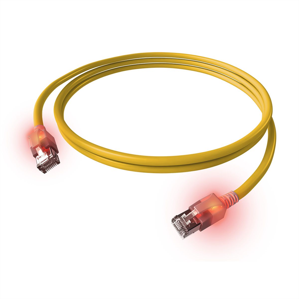 Cordon EasyLan DualBoot® LED Cat.6A (Classe EA) S/FTP, LSOH, jaune, 3 m