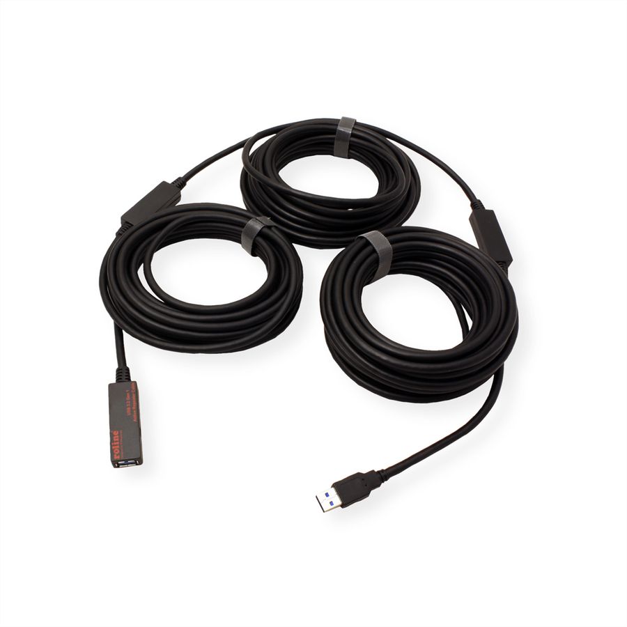 ROLINE Câble prolongateur actif USB 3.2 Gen 1, noir, 20 m