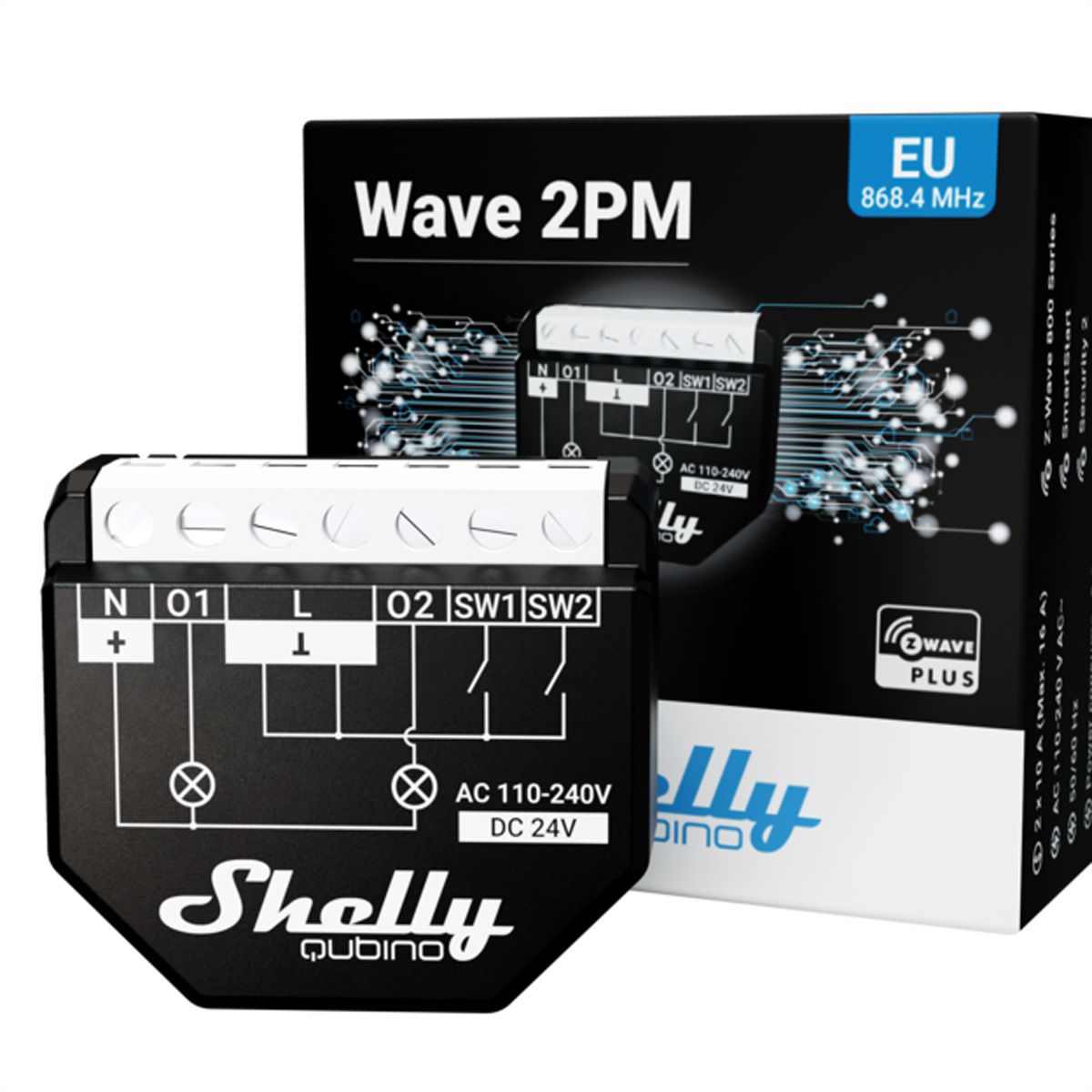 Shelly  Actionneur de commutation Qubino Wave 2PM