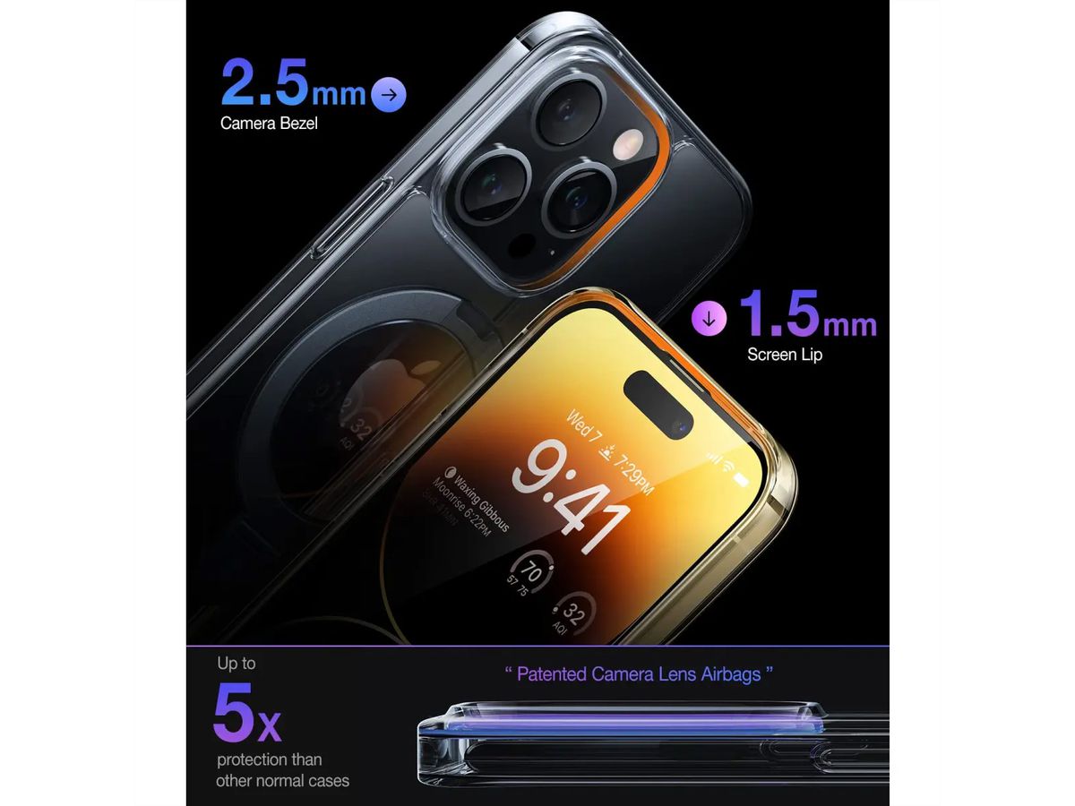 Torras UPRO Ostand Schutzhülle, iPhone 14 Pro, MagSafe, transparent