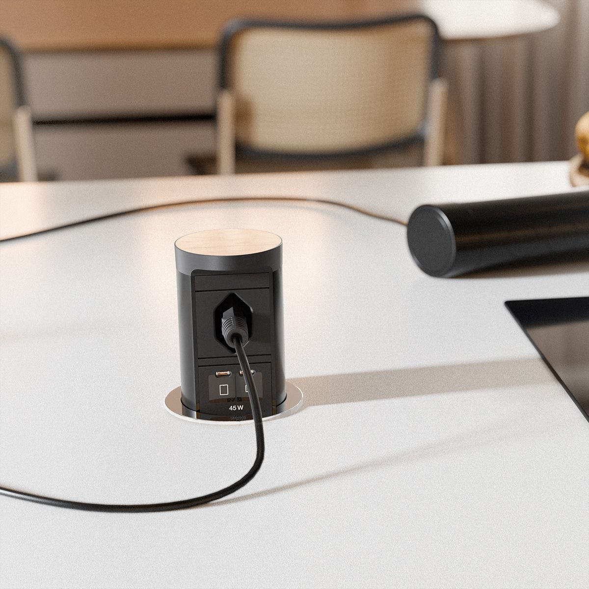 BACHMANN ELEVATOR2 1xCH T13, 1xUSB C/C 45W Edelstahl-Optik L=2,0m AEH