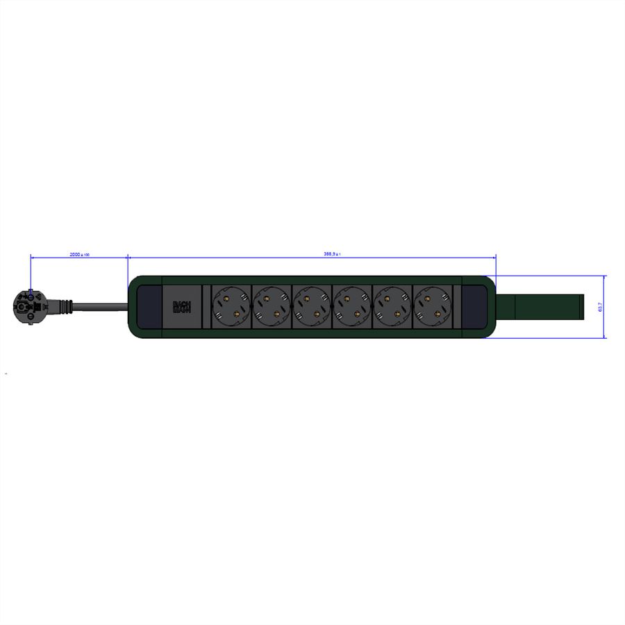 BACHMANN PRIMO 2 6xCEE7/3 avec boucle 2,0m CEE7/7 RAL6028